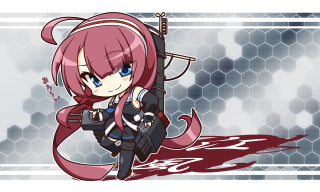 Pink haired girl gun black - a red hair free wallpaper for desktop