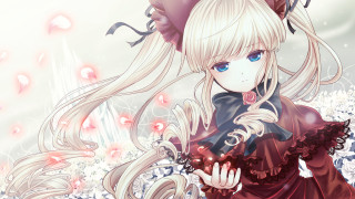 Anime girl blonde blueeyes reddress - a anime girl free wallpaper for desktop