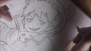 Drawing person holding pen paper - lineart free wallpaper