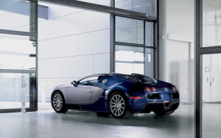Blue sports car glass doors - luxury free wallpaper