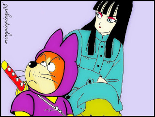 Woman stuffed animal purple background - a woman sitting next free wallpaper