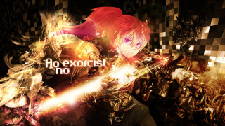 Girl red hair sword checkered - word free wallpaper