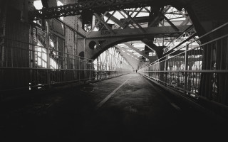 Black white bridge person walking - bruce gilden free wallpaper