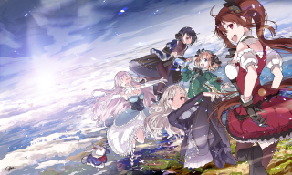 Anime girls hill water sky - top of a hill next free wallpaper