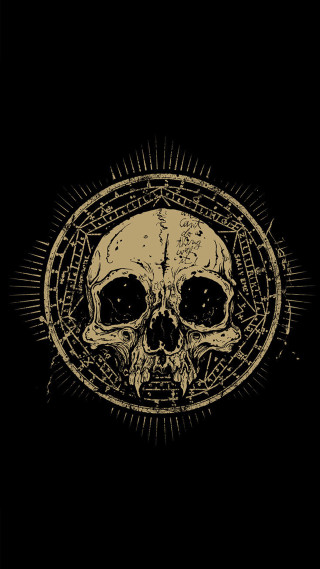 Skull cross circle sunburst design - free sci-fi wallpaper