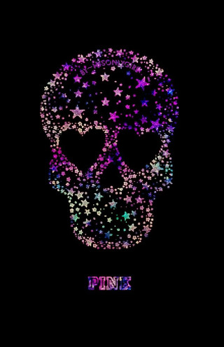 Skull stars heart black background - free cyberpunk wallpaper