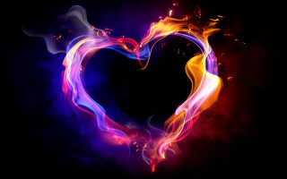 Heart flames smoke black background 3 - abstract art free wallpaper