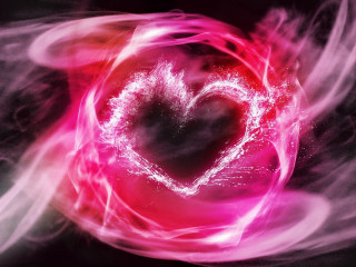 Heart red moon glowing energy - white swirl free wallpaper