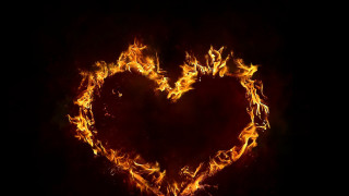 Heart fire black background red - fire free wallpaper
