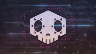 Skull face computer numbers background - hexagonal free wallpaper for desktop