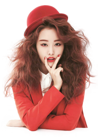 Woman red hat coat red - her mouth free wallpaper for mobile