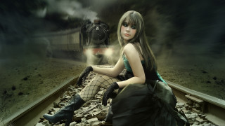 Gothic train portrait blonde armor - fashion photography free wallpaper for desktop