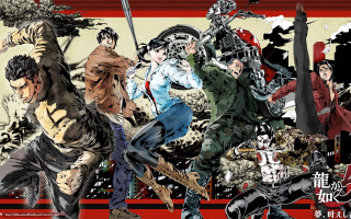 Swordfighters demon red background black - a red stripe free wallpaper