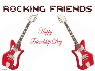 Red guitar happy friend day - back side free wallpaper for desktop