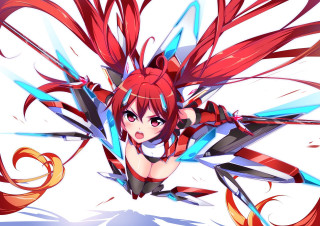 Red haired genderbent fighter mecha - mecha free wallpaper