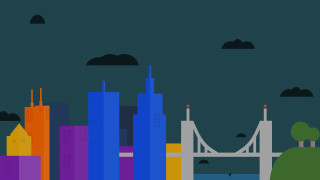 City bridge rainbow building dark - clyfford free wallpaper