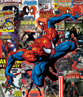 Spider man collage comic covers - underground comix free wallpaper for tablet