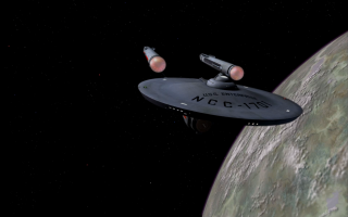 Spaceship flying planet sky moon 3 - over a planet in the sky free wallpaper