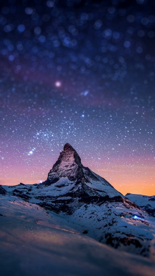 Mountain starry sky night aurora - sky above free wallpaper