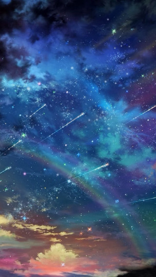 Colorful sky stars rainbow middle - free sky wallpaper for mobile