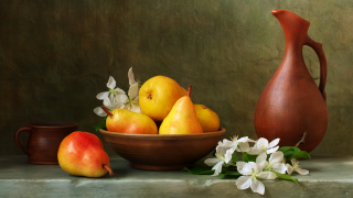 Bowl fruit vase flowers table - a cloth free wallpaper