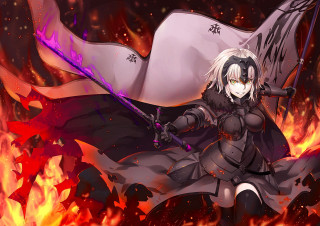 Woman black outfit sword fire - a fire free wallpaper for desktop
