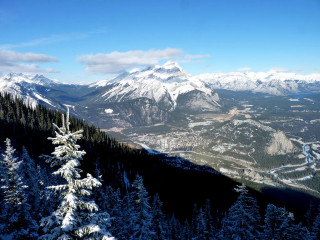 Mountain range snow trees background - derek chittock free wallpaper