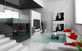 Modern livingroom white couch red 3 - modern free wallpaper