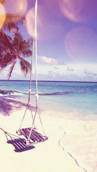 Swing palm tree beach ocean - free beach wallpaper for mobile