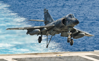 Fighter jet ocean ship landing - thierry doizon free wallpaper