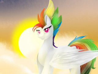 Rainbow pony flying sky sun - pony free wallpaper
