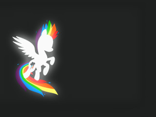 Rainbow pony black background white - plain free wallpaper for desktop