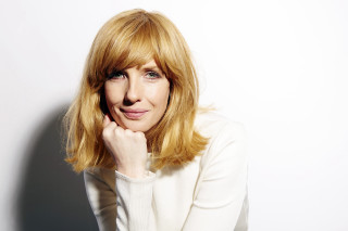 Blonde woman white shirt hand 2 - her chin free wallpaper