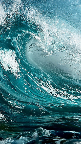 Large wave breaking ocean water - a photo free wallpaper for mobile