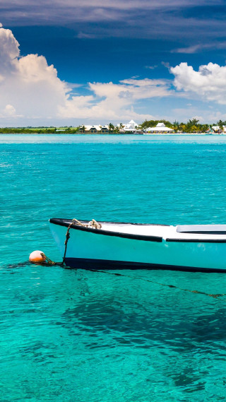 Small boat shoreline houses tiltshift - top of a body free wallpaper for mobile