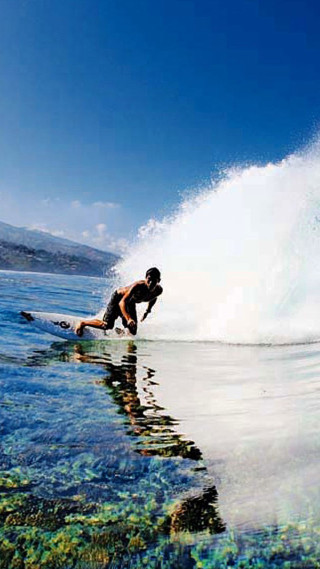 Surfing man ocean sky beach - a sunny day free wallpaper for mobile