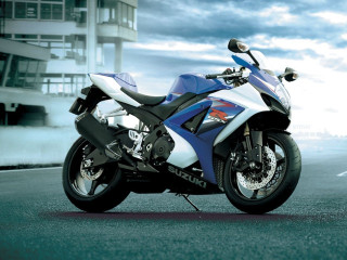Blue white motorcycle parked road 2 - motorcycle free wallpaper