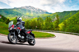 Motorcycle winding road mountains ride - road free wallpaper