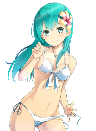 Woman bikini flower hair necklace - her hair and a necklace free wallpaper