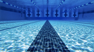 Long blue pool deep perspective - this image free wallpaper