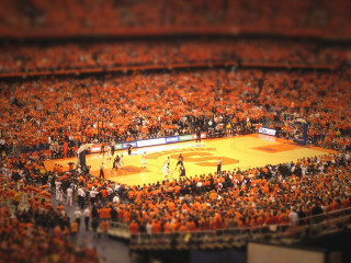 Crowd basketball game arena orange - tilt shift free wallpaper