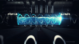 Futuristic machine blue light wave - kinetic art free wallpaper