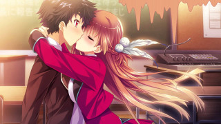 Couple hugging piano keyboard desk - a desk free wallpaper for desktop