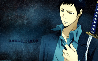 Man holding sword rain tranquility - the rain free wallpaper