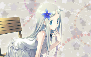 Girl bench flower hair blue - a blue bow free wallpaper