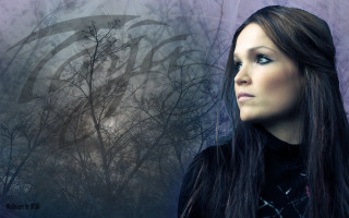 Gothic forest woman blackhair blueeyes - a tree in the background free wallpaper for desktop
