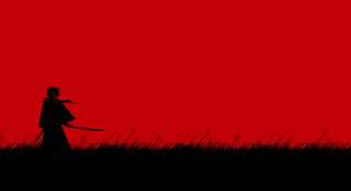 Sword person grass field red - free abstract wallpaper for desktop