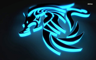 Blue black dragon black background - face free wallpaper
