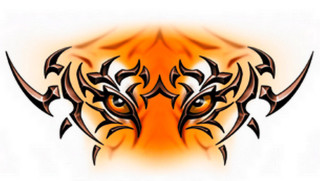 Tattoo design orange black face - digital art free wallpaper for desktop