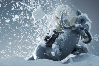 Elephant statue snow hat scarf - its neck free wallpaper